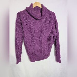 Unbranded Cozy Purple Cable Knit Turtleneck Sweater Sz S